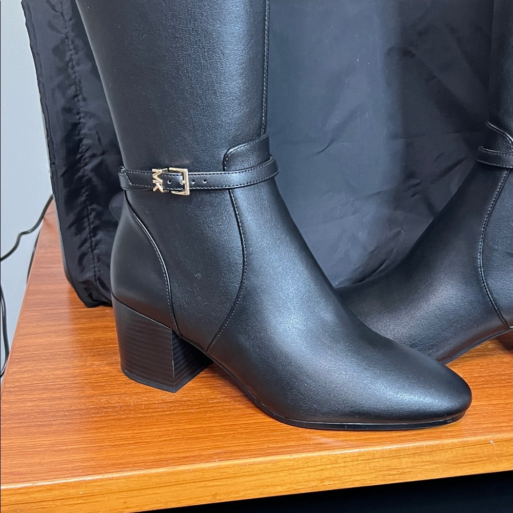 Michael Kors Black Boots with Gold Accents - Picture 4 of 6